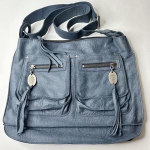 Juicy Couture Vintage‎ Shoulder Bag Blue Cowhide Leather Adjustable Strap